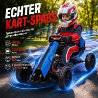 HOMCOM Elektryczny gokart dla dzieci 3-5 km/h, 2-stopniowa regulacja prędkości, pas bezpieczeństwa, koła EVA, dla 3-8 lat(m-4)