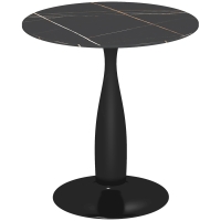 HOMCOM Ronde Eettafel, Poedergecoat Staal, MDF met Melamine, Antislip Voetjes, 70 x 74 cm, Zwart