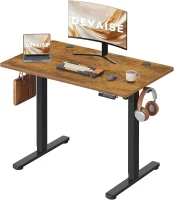 Bureau assis-debout électrique, moteur silencieux, 3 positions mémoire, système anti‑collision, 100×60 cm, 72–118 cm, 100x60x72-118 cm, marron(m-2)