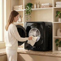 HOMCOM 1000 W compacte wasdroger met extra droog & ECO, timer- en temperatuurinstellingen, zwart(m-9)