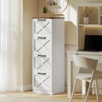 HOMCOM Arquivador com 4 Gavetas com Trilho Suspenso para A4 e Carta 40x40x131 cm Branco(m-10)