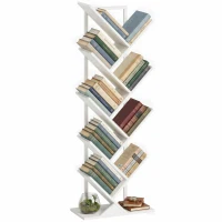 HOMCOM 9-laags boomvormig boekenrek, vrijstaand industrieel boekenrek met stalen frame, opbergeenheid voor CD’s, DVD’s, wit(m-14)