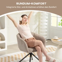 HOMCOM Fauteuil, Polsterstoel met comfortabele zitkuip, draaibaar, knuffelzachte bekleding, tot 120 kg, Lichtbruin(m-5)