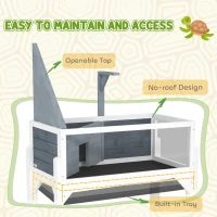 PawHut Casa de Tortugas de Madera con Estante Soporte para Lámpara Paneles Transparentes Techo Abatible Bandeja Gris(m-4)