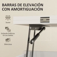 HOMCOM Mesa de Centro Elevable y Extensible con Compartimentos Ocultos Estante Abierto 100x90x64 cm Blanco(m-5)