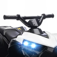 AIYAPLAY 6V Kids ATV, 4 Wheeler Electric Ride on Car with Music and LED Headlights, for Ages 18-56 Months Boys and Girls, White(m-13)