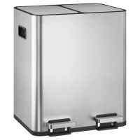 Pattumiera 30 litri con 2 scomparti, a pedale, a prova di odori e salvaspazio, 38,4x41,6x48,6 cm, argento(m-2)