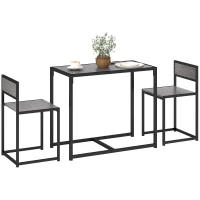 HOMCOM 3-delige bartafelset hoge tafel set 3-delig, 2 stoelen, 1 tafel, 90 cm x 47 cm x 76 cm, grijs(m-11)