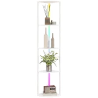 HOMCOM Lampă LED de podea 5 trepte reglabilă cu poliță, schimbare RGB, telecomandă(m-7)