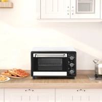HOMCOM Horno Portátil 16L 1400W con 3 Modos de Calor Temporizador Bandeja de Horneado y Rejilla 44x32x28,1 cm Blanco y Negro(m-10)
