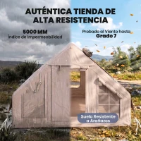 Outsunny Tienda de Campaña Inflable con Apertura de Chimenea y Claraboya Bomba Bolsa UPF30+ para 4 Estaciones Impermeable 5000+(m-6)