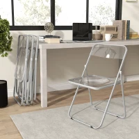 HOMCOM Lot de 4 chaises pliantes en acrylique et acier, chaises pliantes portables pour maison, salle à manger, transparentes(m-9)