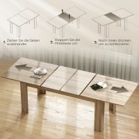 HOMCOM Uitschuifbare Eettafel, uitbreidbaar van 180 naar 260 cm, voor 6-10 personen, Hout(m-5)