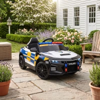 AIYAPLAY Voiture électrique de police enfant 12V, double moteur, télécommande, USB, MP3, musique & klaxon, multicolore(m-2)