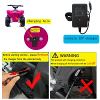 Kinder Quad elettrico 12V, due velocità (alta/bassa) e avanti/indietro, 85x55x55,3 cm, Rosa(m-9)