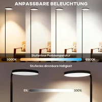 HOMCOM LED-vloerlamp met magnetische afstandsbediening, flexibel verstelbaar, draaibaar, metaal, zwart(m-4)