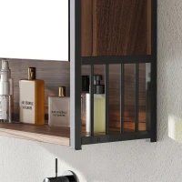 HOMCOM Wandspiegelkast voor Badkamer, Badkast van MDF, Spaanplaat, Bruin(m-9)