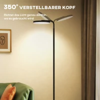 HOMCOM LED-vloerlamp met magnetische afstandsbediening, flexibel verstelbaar, draaibaar, metaal, zwart(m-5)