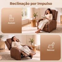 HOMCOM Cadeirão Relax Reclinável Manual em Pele Sintética com Montagem Rápida, Apoio para Pés e Acolchoamento Espesso Castanho(m-4)