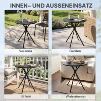 Outsunny Bistrotisch Ø60 x 70 cm, Wetterfest Balkontisch aus Stahl, Runder Esstisch mit Fußpolster Schwarz(m-6)