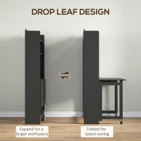 HOMCOM Foldable Desktop, Computer Desk with Storage Shelves, 80 x 69 x 155 cm, Black(m-4)