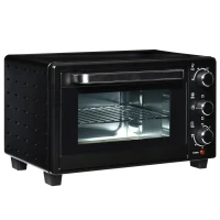 HOMCOM Horno Sobremesa de 21L 1400W Mini Horno Eléctrico Temporizador hasta 60min y Temperatura Regulable hasta 230℃ Negro(m-1)