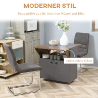 HOMCOM Klaptafel Rollenkast, twee klapbare tafelzijden, kastvak, 4 wielen, Lichtgrijs + Donkerbruin, 70 x 83 x 75cm(m-5)