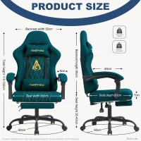 Sedia da gaming con poggiapiedi, morbido cuscino per collo e zona lombare, cuscini di supporto rimovibili, 60x60x122 cm, Blu marino(m-7)