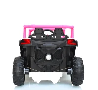 12V Veicolo elettrico per bambini 2 posti, ammortizzazione anteriore/posteriore e funzione d'oscillazione, 111x70x63 cm, Rosa+Bianco(m-7)