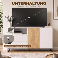 HOMCOM Sideboard Moderner Aufbewahrungsschrank mit 2 Soft-Close-Türen und 2 Schubladen 140x40x85 cm, Weiß(m-7)