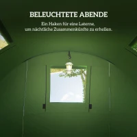 Outsunny Campingzelt für 3-4 Personen stabil wasserdicht Familienzelt mit Schlafzimmer Wohnzimmer 3000mm Wassersäule Dunkelgrün(m-5)