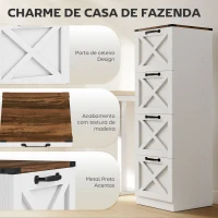 HOMCOM Arquivador com 4 Gavetas com Trilho Suspenso para A4 e Carta 40x40x131 cm Branco(m-4)