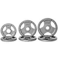 HOMCOM Juego de 6 Discos de Pesas de Acero Total de 35 kg 2x10 kg 2x5 kg 2x2,5 kg Discos Olímpicos con Orificio Central de Ø54 mm para Entrenamiento en Casa Gimnasio Plata(m-11)