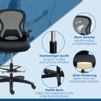 Vinsetto tekenstoel, in hoogte verstelbare bureaustoel, ergonomische draaistoel(m-9)