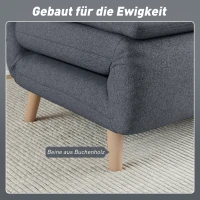 HOMCOM 3-in-1 slaapfauteuil met bedfunctie, ligfauteuil, verstelbare rugleuning, beukenhouten poten, kussen, grijs(m-7)