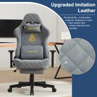 Fauteuil gamer ergonomique, entièrement rembourré, respirant, infroissable et durable, 70x70x131 cm, Gris(m-6)