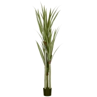 HOMCOM Kunst-Yucca groot 190 cm kunstplant, kunststof kunstplant in pot, 17 x 17 x 190 cm Smaragdgroen