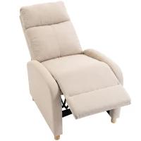 HOMCOM Poltrona Relax Reclinabile Manualmente a 135° con Poggiapiedi in Tessuto, Beige(m-11)