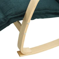 HOMCOM Silla Mecedora con Reposapiés Ajustable en 5 Posiciones Reposabrazos de Madera Acolchado Doble Capa Verde Oscuro(m-13)