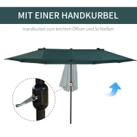 Outsunny parasol met zwengel tuinparasol dubbele marktparasol 460 x 270 cm donkergroen(m-5)