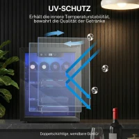 HOMCOM Wijnkoeler voor 16 flessen, 48 L capaciteit, 4–16°C, Onderbouw koelkast voor drankjes en bier, met glazen deur, LED-verlichting(m-8)