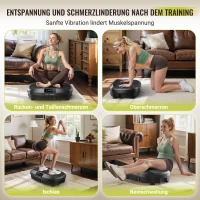 Piattaforma vibrante, 5 programmi (incluso HIIT) + elastici di resistenza, 50,8x35,6x12,7 cm, Nero(m-4)