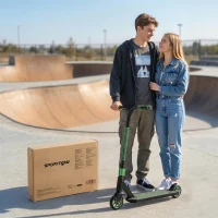 SPORTNOW Scooter Acrobático para Trucos Patinete Freestyle con Rodamientos ABEC-9 Ruedas 120 mm Giro 360° para Skatepark Verde(m-8)
