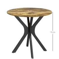 HOMCOM Keukentafel voor 2 Personen, Rond, Poedergecoat Staalframe, Ø78 cm, Rustiek Bruin(m-3)