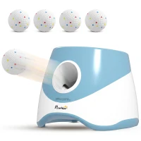 PawHut Automatic Dog Ball Launcher with 5 ETPU Balls 5.8 cm, 3 Distance Settings 6/10/14 m, Blue(m-1)