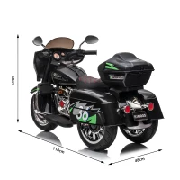 Moto elettrica 12V per bambini, ampio vano portaoggetti e sedile morbido in PU, 110x48x68 cm, Nero(m-3)