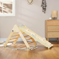 AIYAPLAY Triángulo de Escalada de Madera 3 en 1 con Rampa para Deslizarse o Escalar 147x64,5x63 cm Natural(m-3)