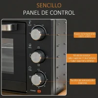 HOMCOM Horno Sobremesa de 21L 1400W Mini Horno Eléctrico Temporizador hasta 60min y Temperatura Regulable hasta 230℃ Negro(m-7)