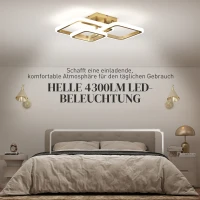 HOMCOM LED-plafondlamp 40W 4300LM 3500K/4500K/6000K plafondlamp 3-hoekige woonkamerlamp, 48 x 46 x 13 cm, goud(m-5)