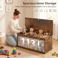 HOMCOM Storage Chest, Large 113L Blanket Box, Shoe Bench with Safety Hinged Lid, Storage Trunk, Bed End Bench for Bedroom, Hallway, Living room, Playroom, 100 x 40 x 40cm, Rustic Brown(m-4)